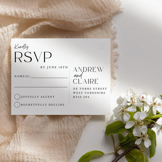 Wedding RSVP Postcard Wedding RSVP Printable For Minimalist Wedding Guest Reply Slip Wedding Guest rsvp Printable Postcard RSVP -Jennifer