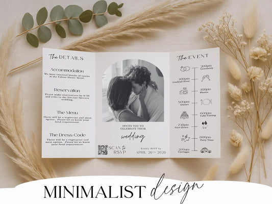 Gatefold Wedding Invitation Template – Editable Folded Wedding Invite (Canva)