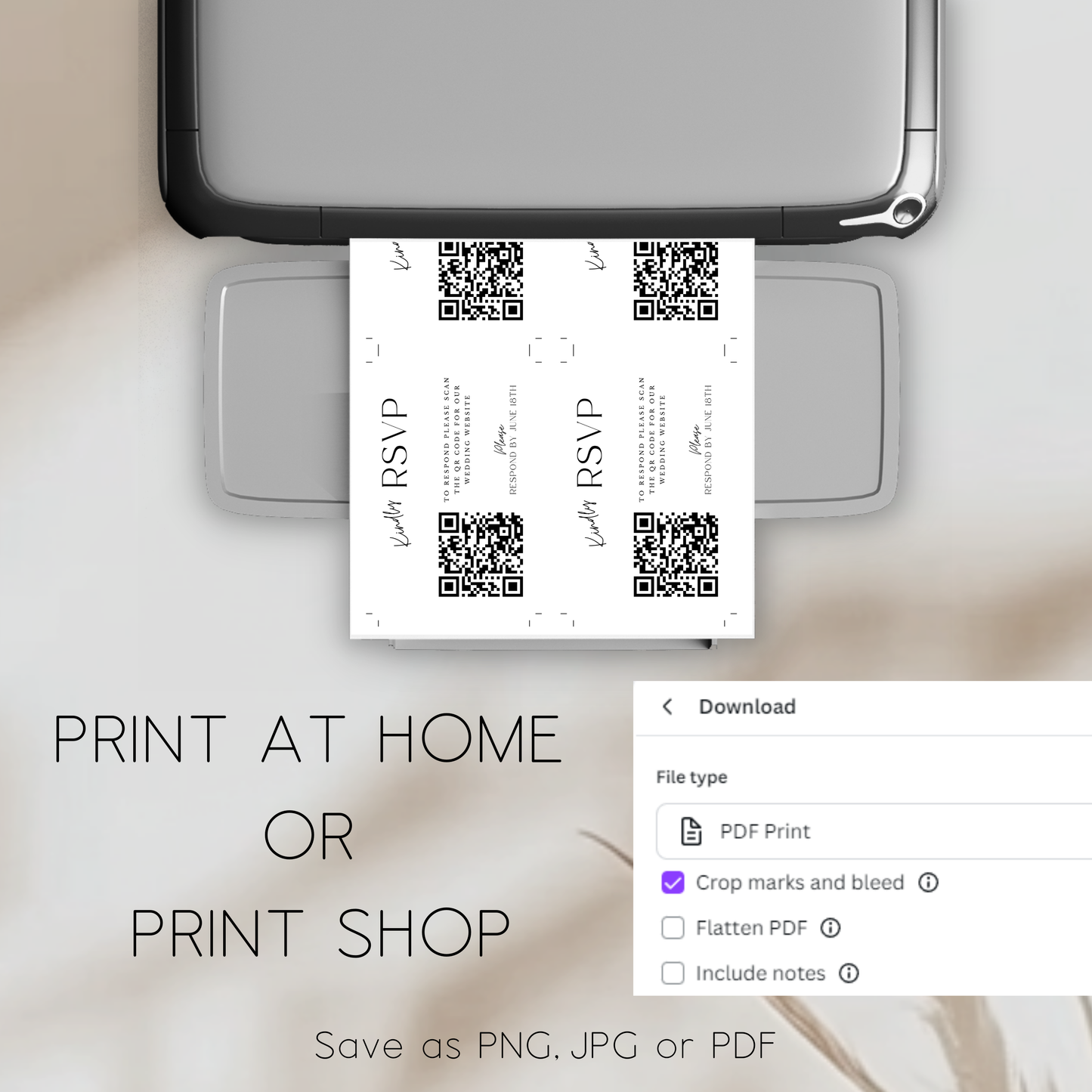 Minimalist Wedding RSVP Postcard | Printable Canva Template