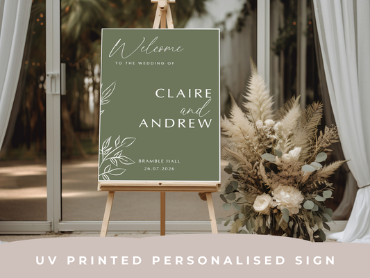 Personalised Wedding Welcome Sign – Modern Script Wedding Entrance Sign Printed on Foam Board