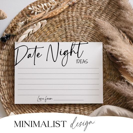 Date Night Ideas Card Template | Editable Bride & Groom Game