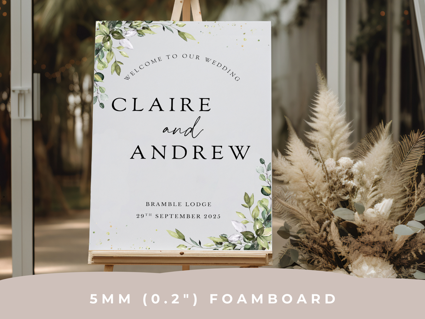 Personalised Wedding Welcome Sign – Modern Script Foam Board Wedding Entrance Sign