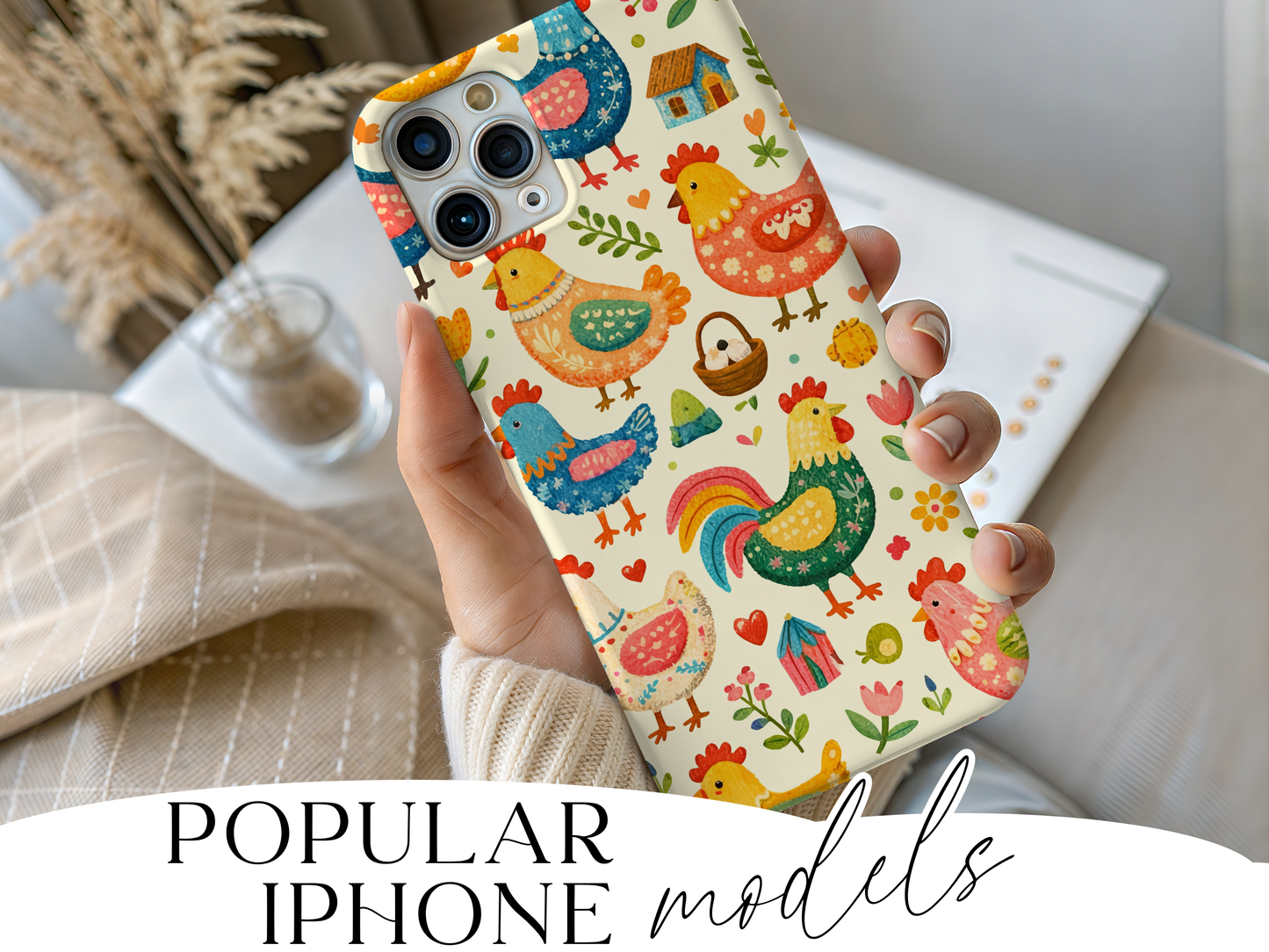 Cute Chicken Phone Case – Cottagecore Farm Animal Aesthetic Case