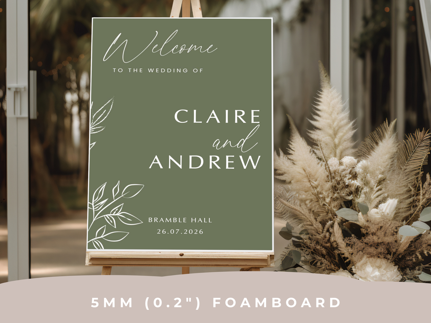 Personalised Wedding Welcome Sign – Modern Script Wedding Entrance Sign Printed on Foam Board