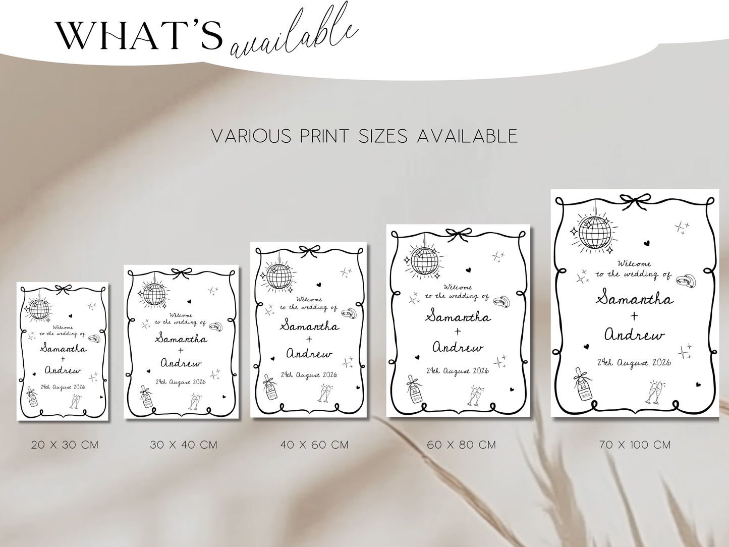 Personalised Wedding Welcome Sign | Modern Printed Wedding Sign | Custom Foam Board Wedding Entrance Sign