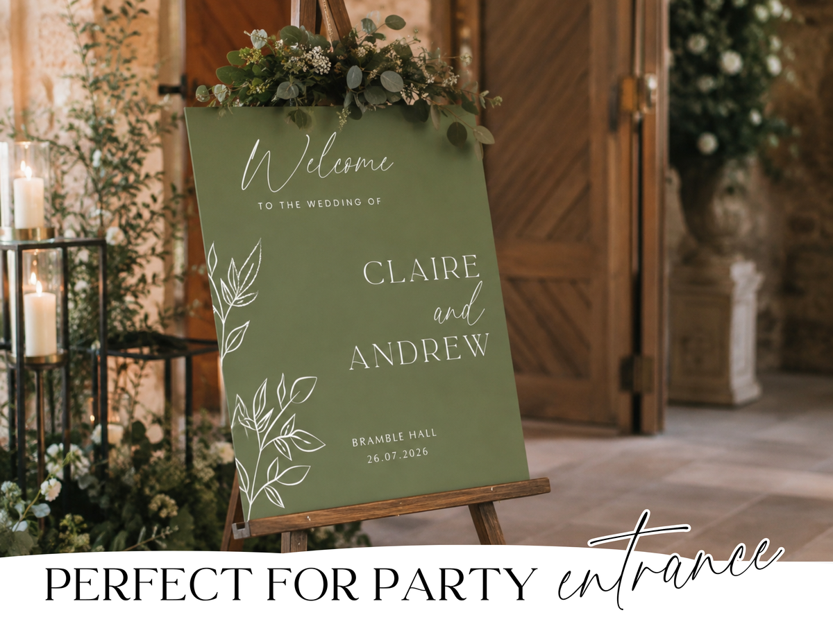 Personalised Wedding Welcome Sign – Modern Script Foam Board Entrance Sign