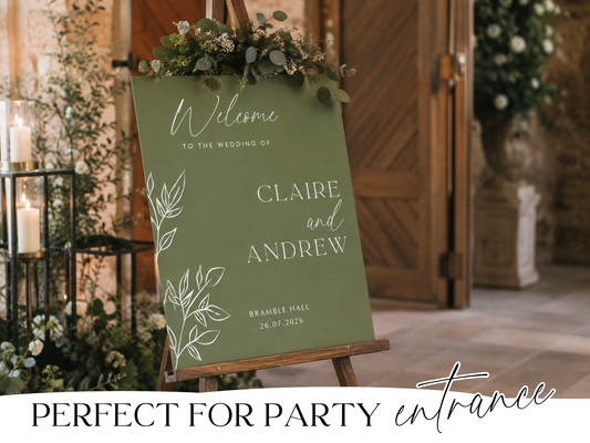 Personalised Wedding Welcome Sign – Modern Script Foam Board Entrance Sign
