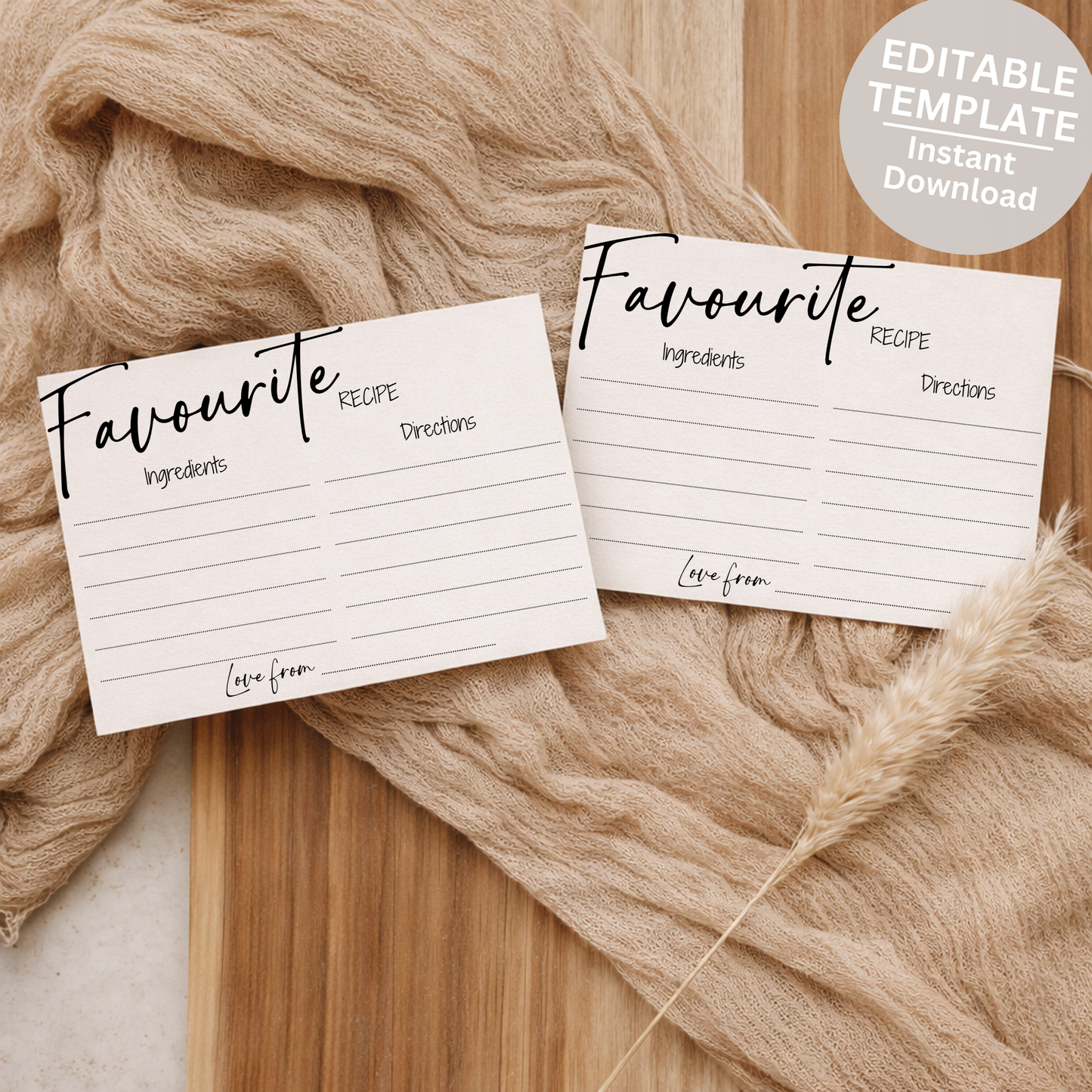 Recipe for a Good Marriage Card Template | Editable Wedding Advice Game