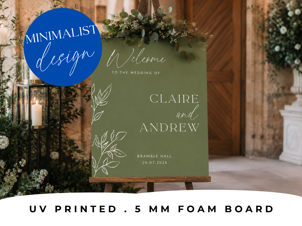 Personalised Wedding Welcome Sign – Modern Script Foam Board Entrance Sign