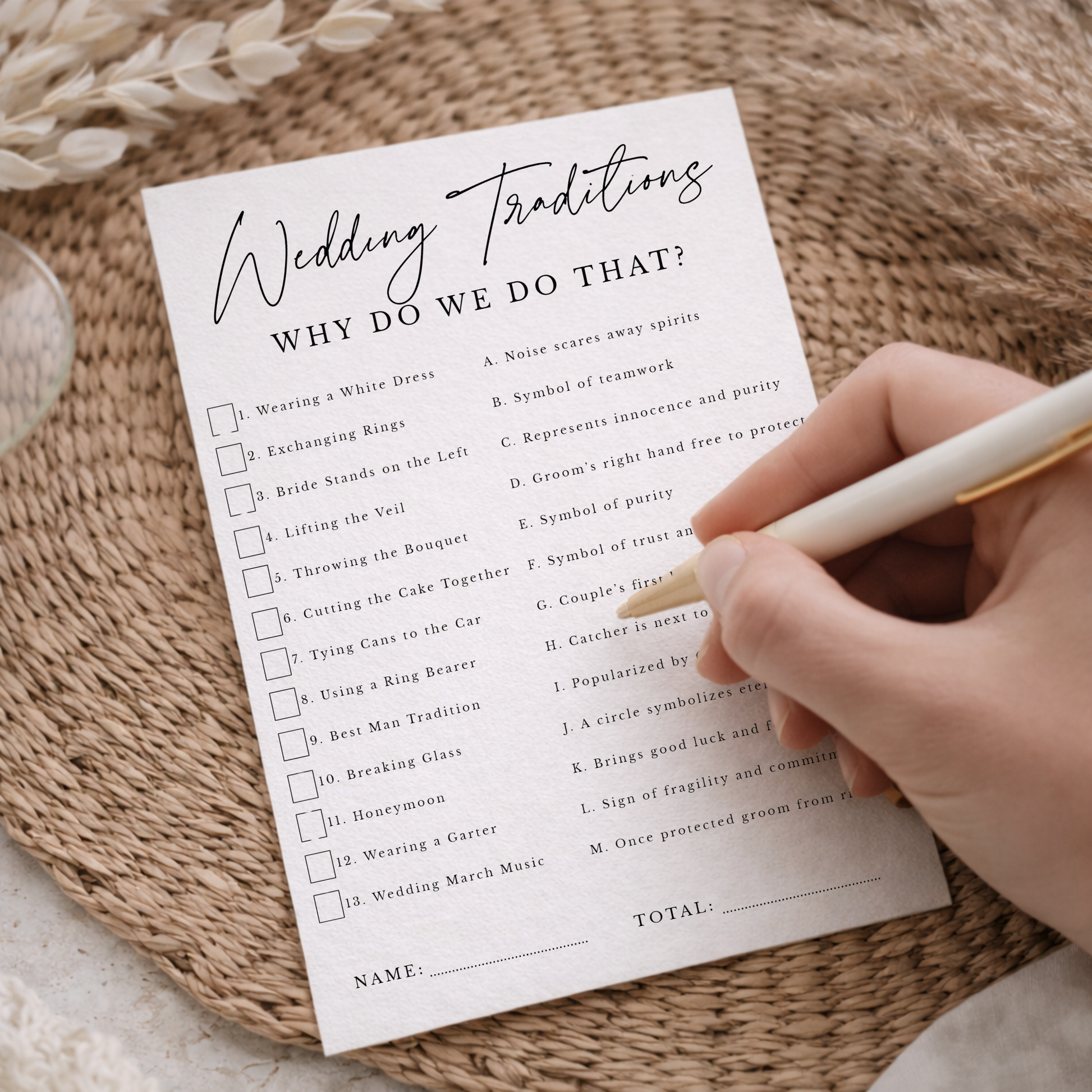 wedding guest table activity card template