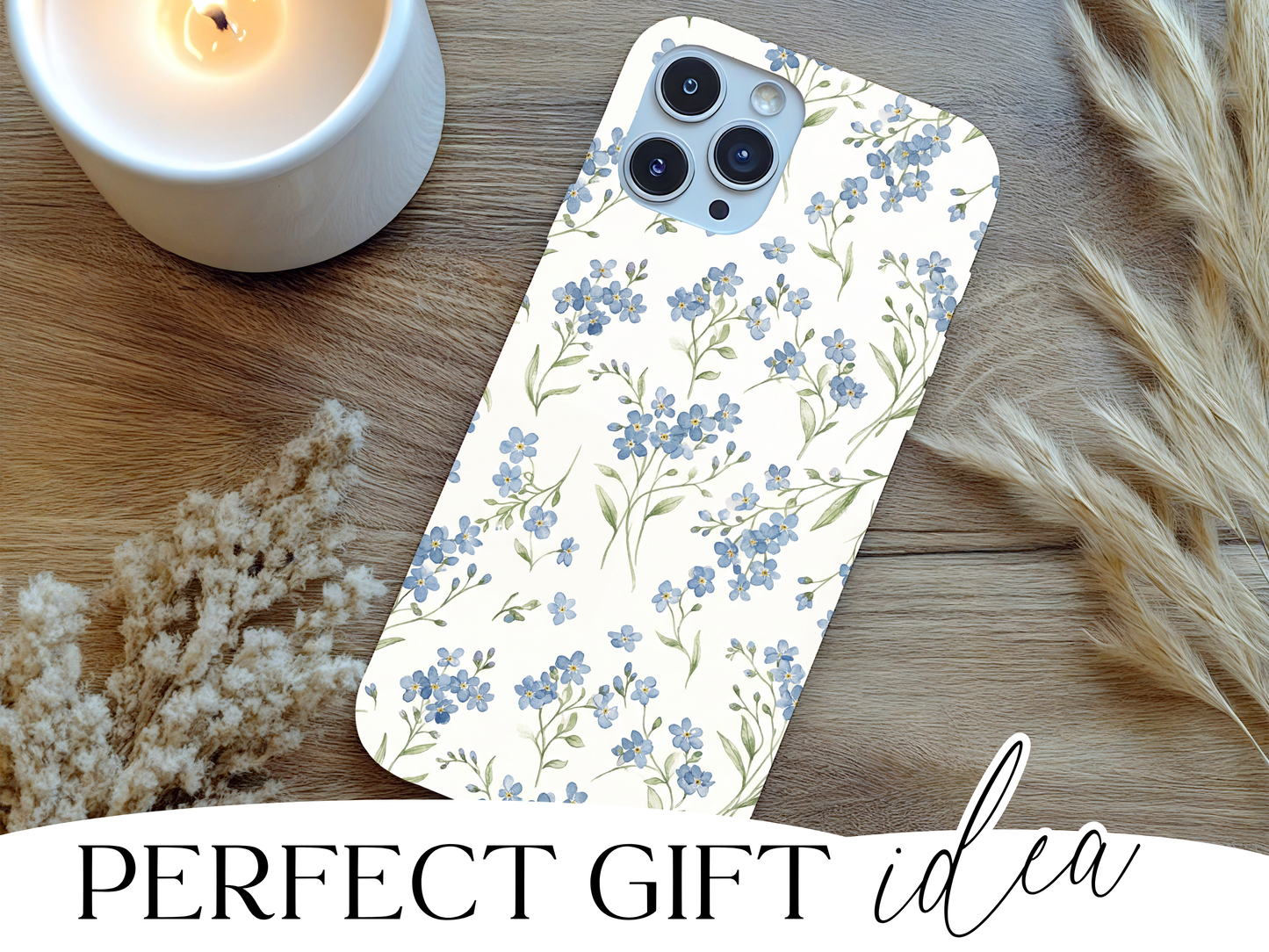 Blue Floral iPhone Case – Cottagecore Wildflower Aesthetic Phone Case, Soft Floral Gift for Her