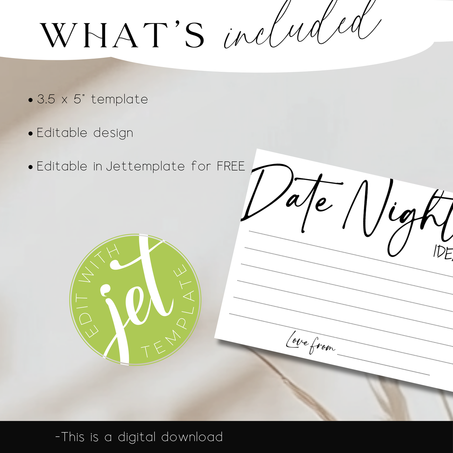Date Night Ideas Card Template | Editable Bride & Groom Game