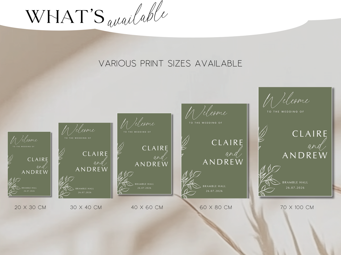 Personalised Wedding Welcome Sign – Modern Script Wedding Entrance Sign Printed on Foam Board