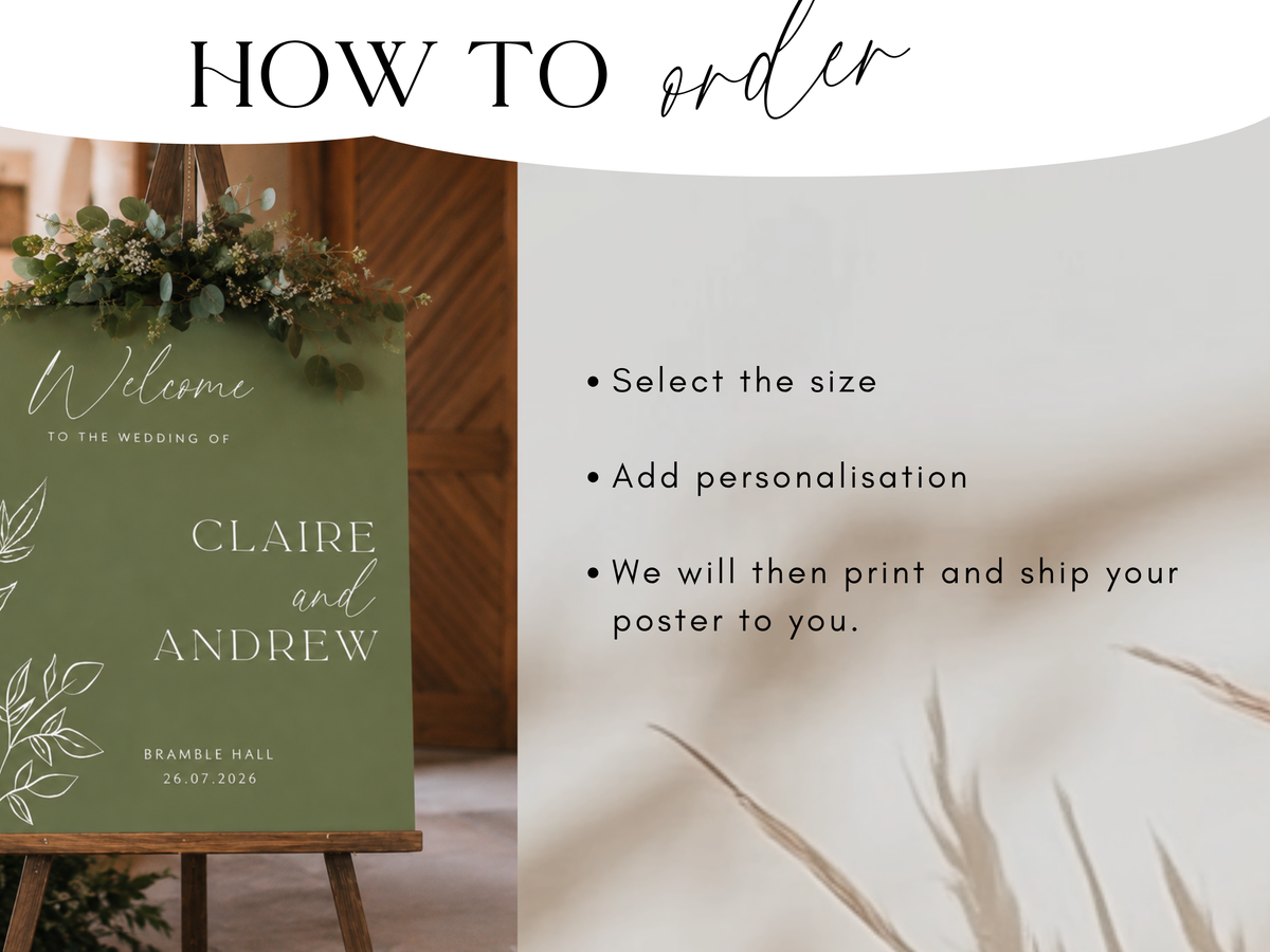 Personalised Wedding Welcome Sign – Modern Script Foam Board Entrance Sign