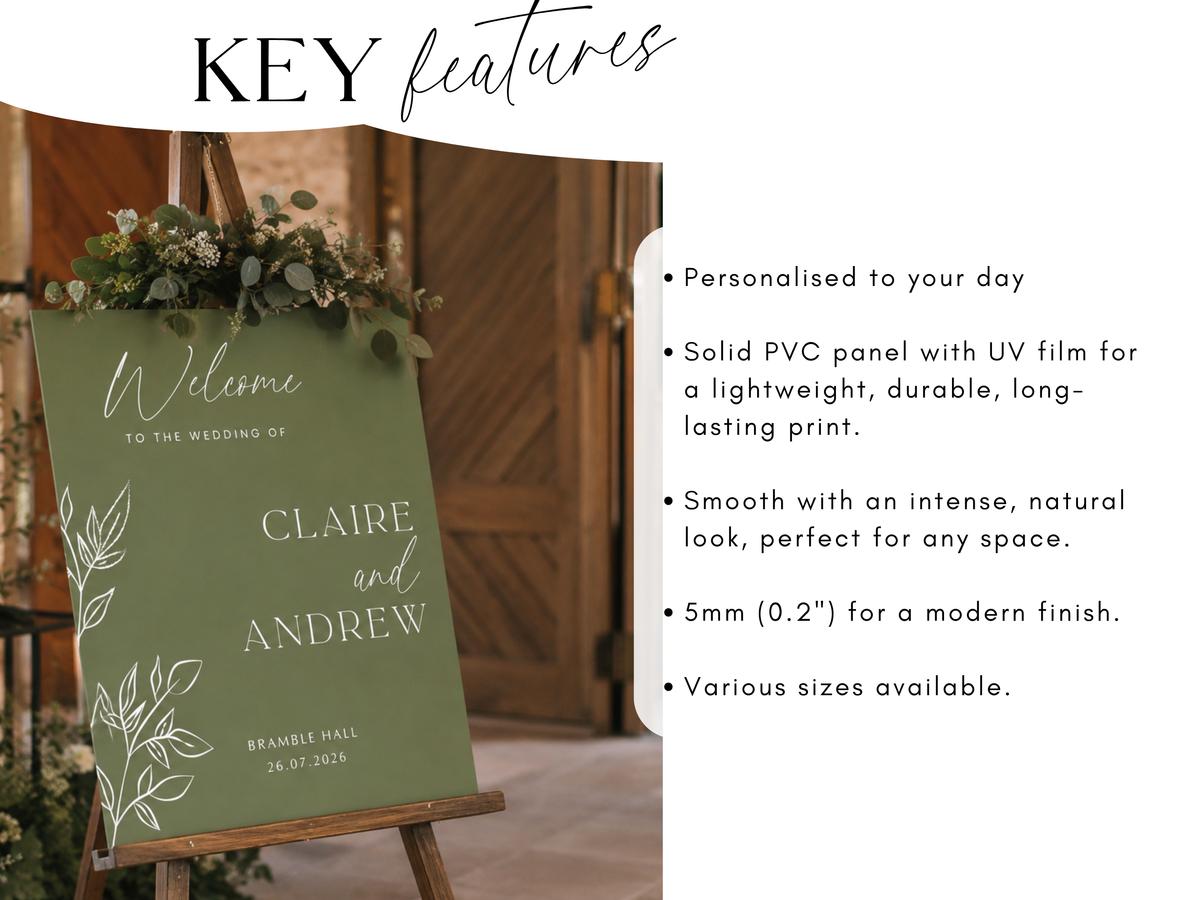 Personalised Wedding Welcome Sign – Modern Script Foam Board Entrance Sign
