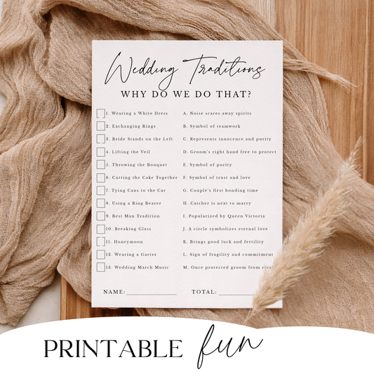 Wedding Table Game Template | Editable Reception Ice Breaker Cards
