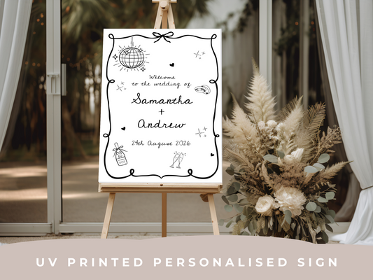 Personalised Wedding Welcome Sign | Modern Printed Wedding Sign | Custom Foam Board Wedding Entrance Sign