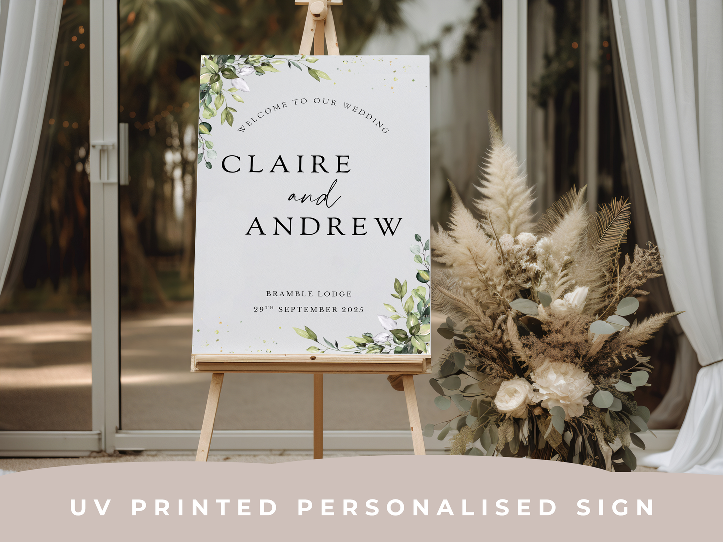 Personalised Wedding Welcome Sign – Modern Script Foam Board Wedding Entrance Sign
