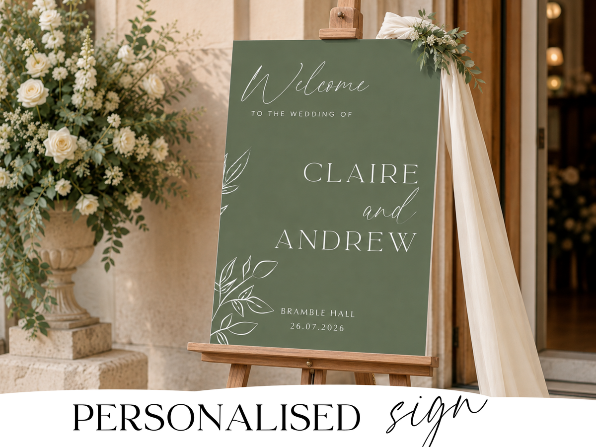 Personalised Wedding Welcome Sign – Modern Script Foam Board Entrance Sign