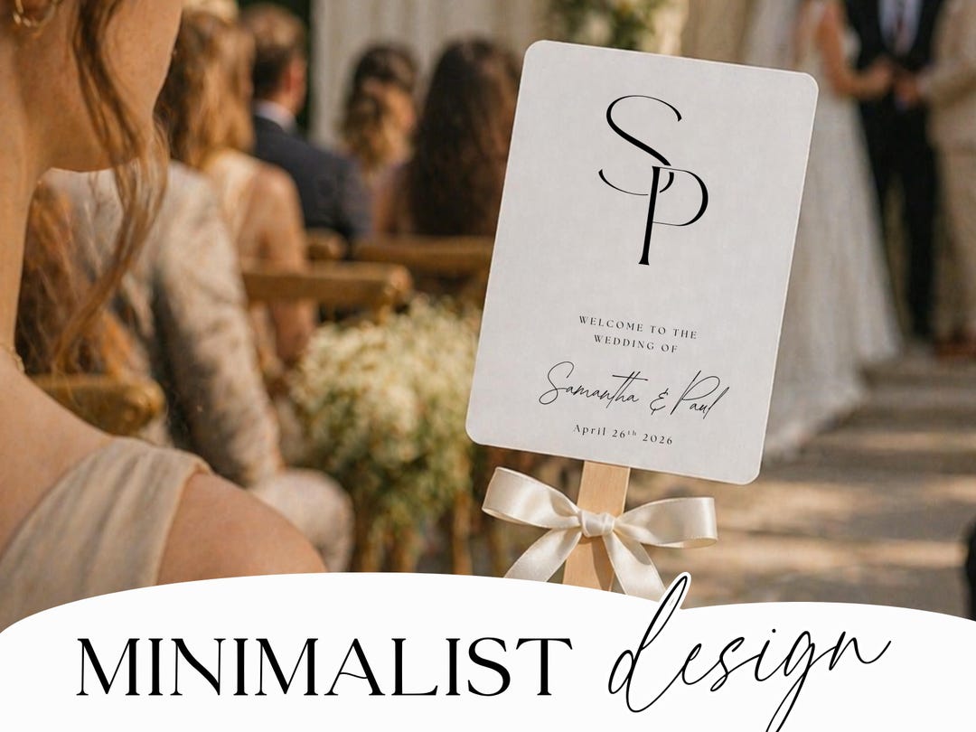 Wedding welcome sign with monogram initials design