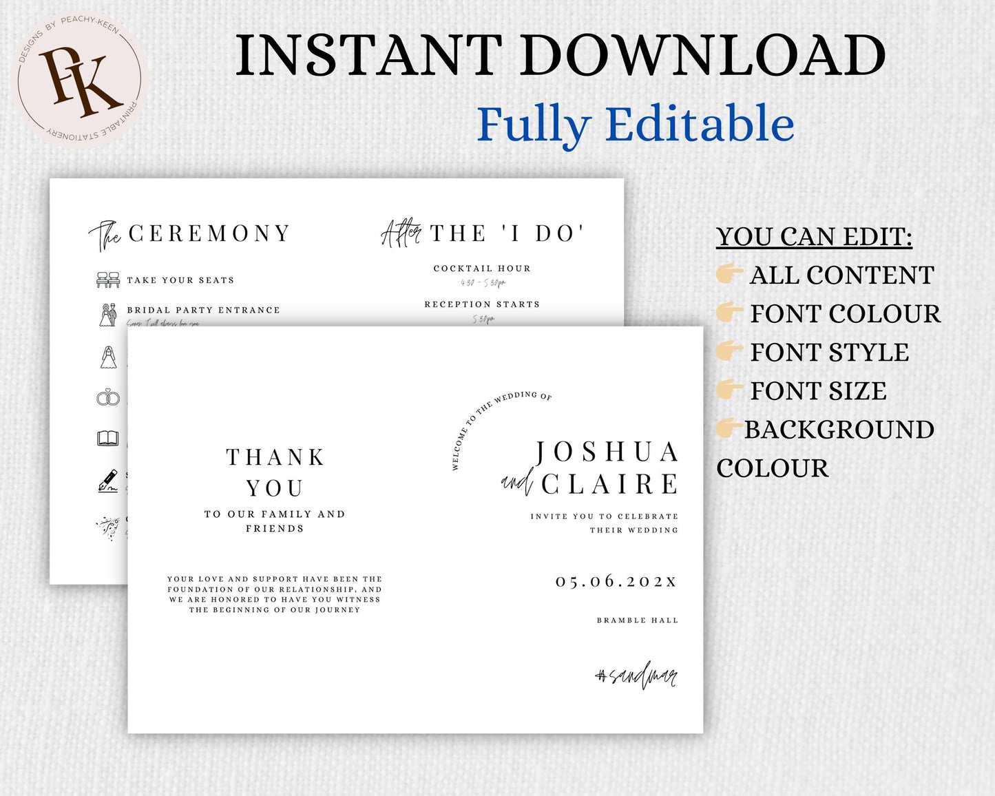 Printable Wedding Program Church Wedding Program Template Wedding Order Of Service Programme Editable Template Design For Order of Events
