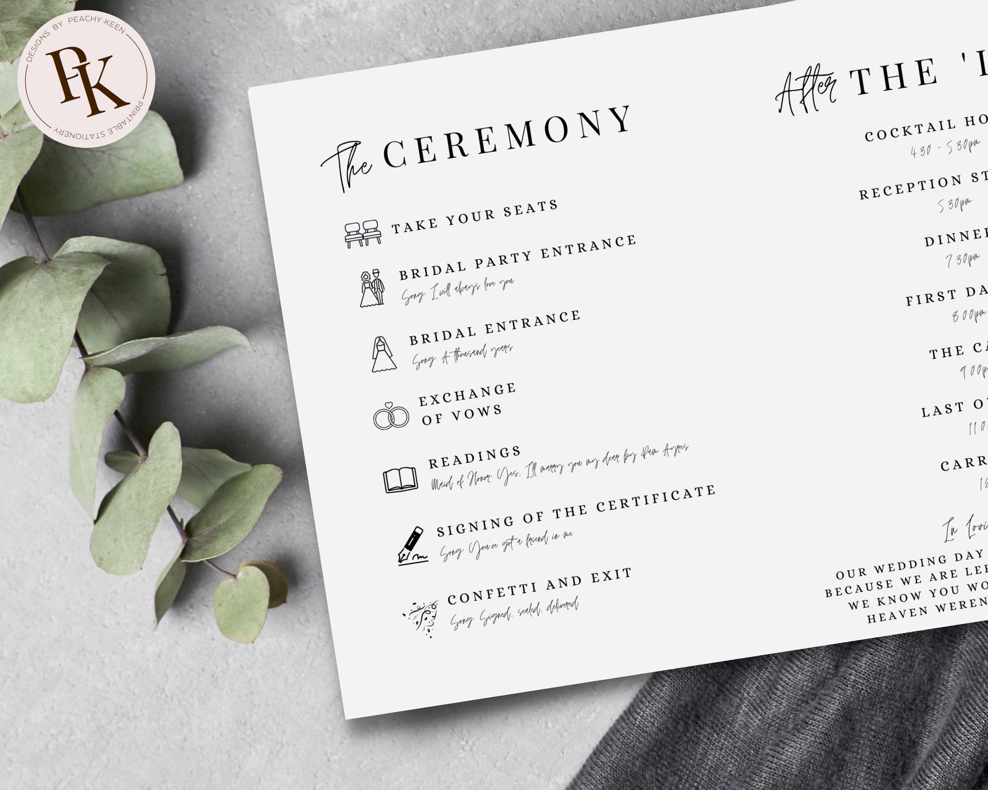 Printable Wedding Program Church Wedding Program Template Wedding Order Of Service Programme Editable Template Design For Order of Events