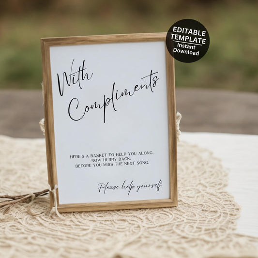 Bathroom Basket Wedding Sign Template – Printable Reception Sign (Canva)