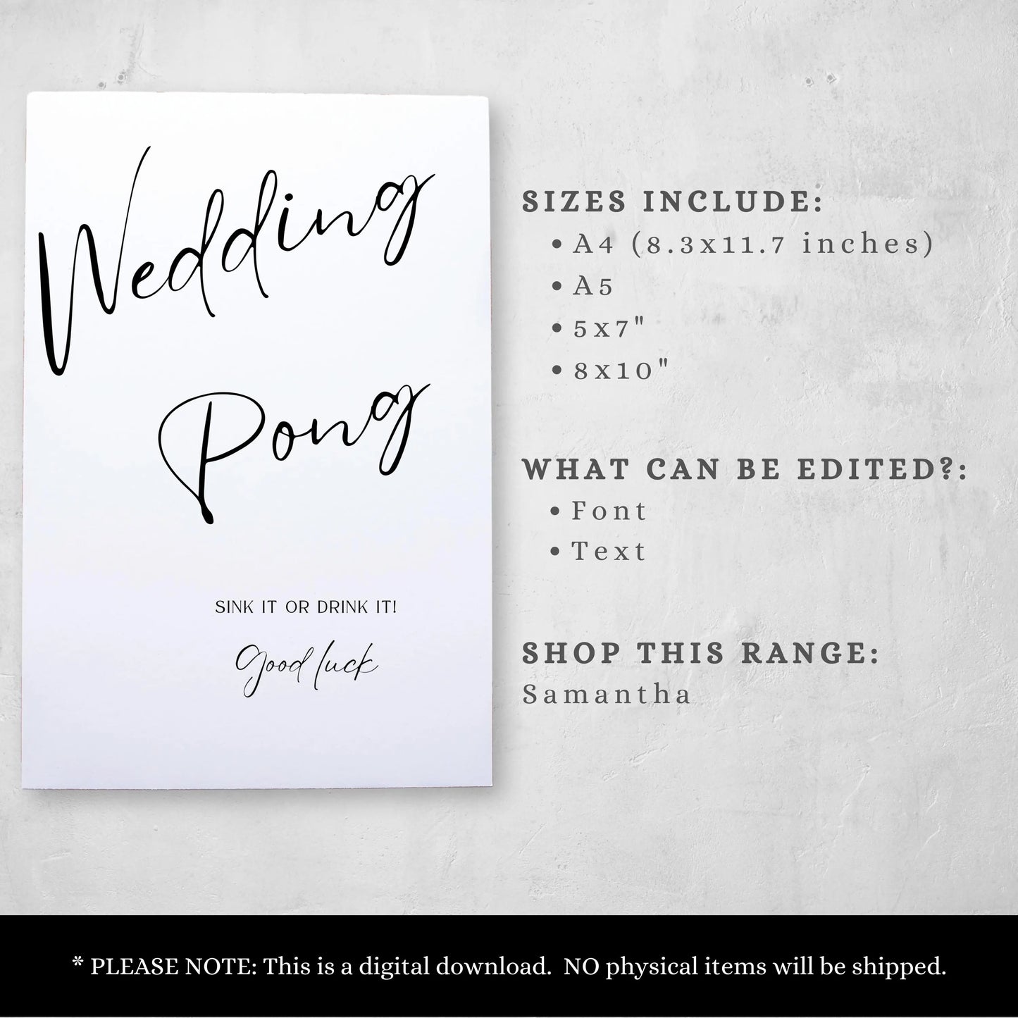 Beer Pong Wedding Sign Printable – Editable Reception Game Sign (Canva)