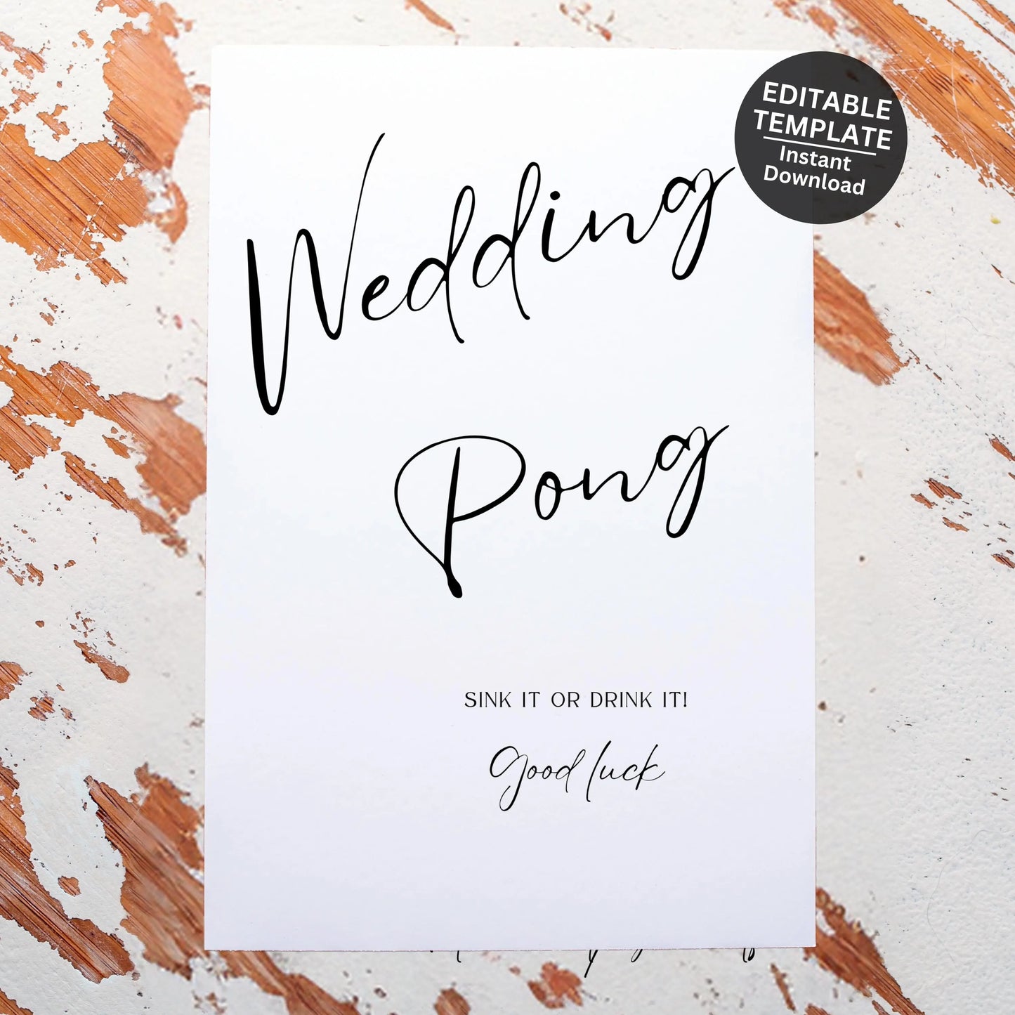 Beer Pong Wedding Sign Printable – Editable Reception Game Sign (Canva)