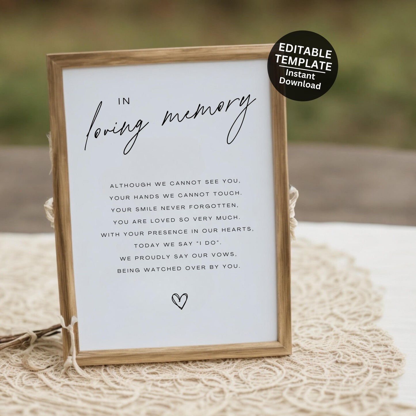 In Loving Memory Wedding Sign Printable Wedding Memorial Sign For Wedding Ceremony In Loving Memory Editable Sign For Memorial - Seraphina
