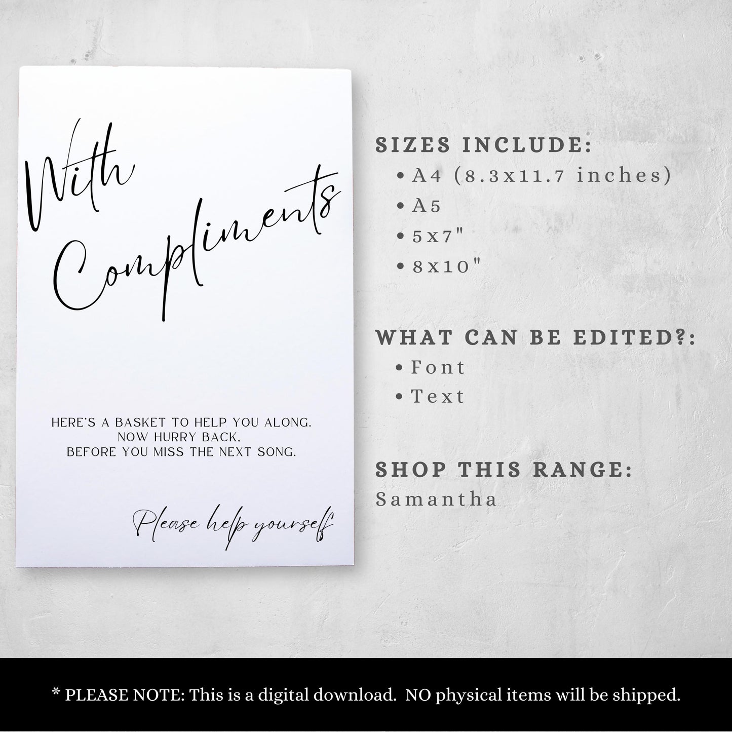 Bathroom Basket Wedding Sign Template – Printable Reception Sign (Canva)