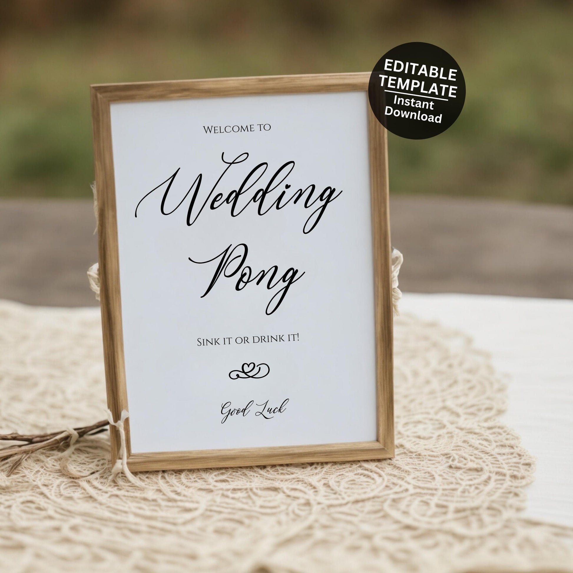 Beer Pong Editable Template Wedding Sign Printable Wedding Pong Sign For Wedding Entertainment Sign Wedding Pong Drinking Game - Genevieve