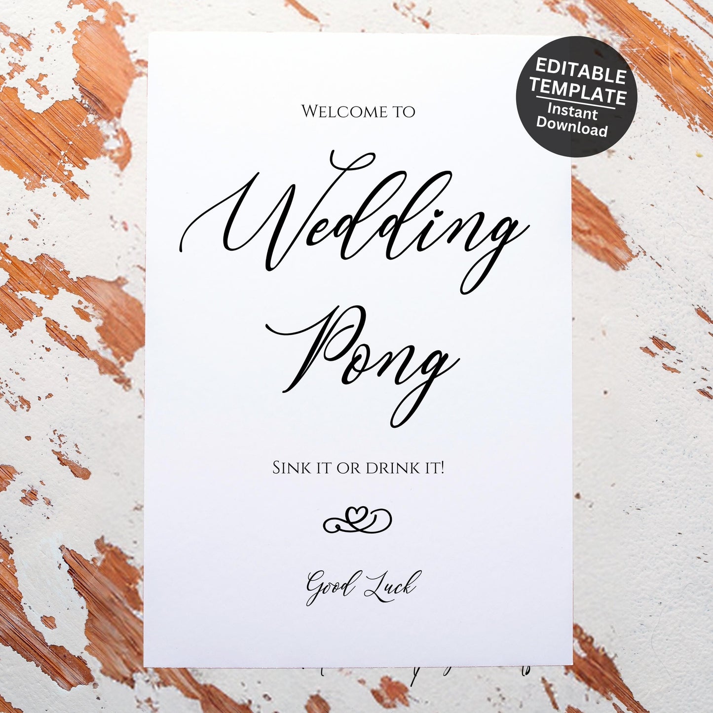 Beer Pong Editable Template Wedding Sign Printable Wedding Pong Sign For Wedding Entertainment Sign Wedding Pong Drinking Game - Genevieve