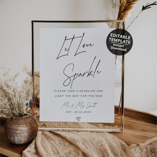 Let Love Sparkle Sign For Sparkler Send Off Sign For Wedding Sparkler Editable Template For Sparkler Sign Template For Wedding - Seraphina