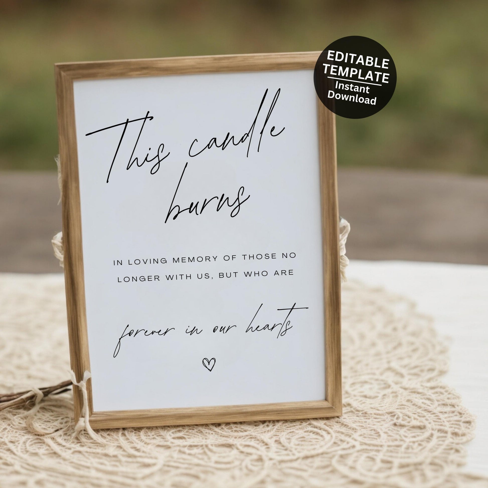 This Candle Burns Wedding Sign Printable Wedding Memorial Sign For Wedding Ceremony In Loving Memory Editable Memorial Table Sign- Seraphina