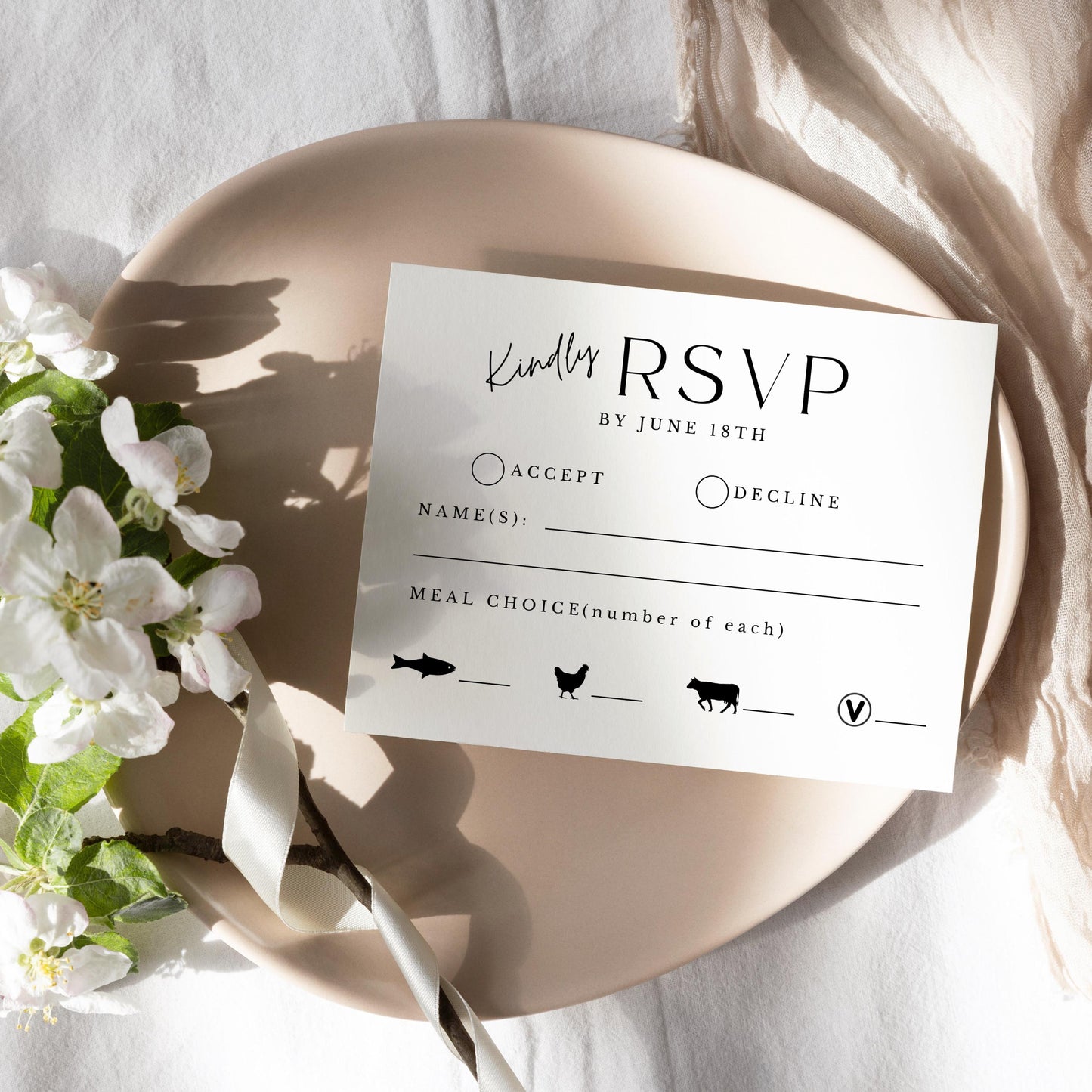 Wedding RSVP Printable Card Minimalist Wedding Reply Slip Editable RSVP for Wedding Guests Digital Invitation Simple Response Card- Jennifer