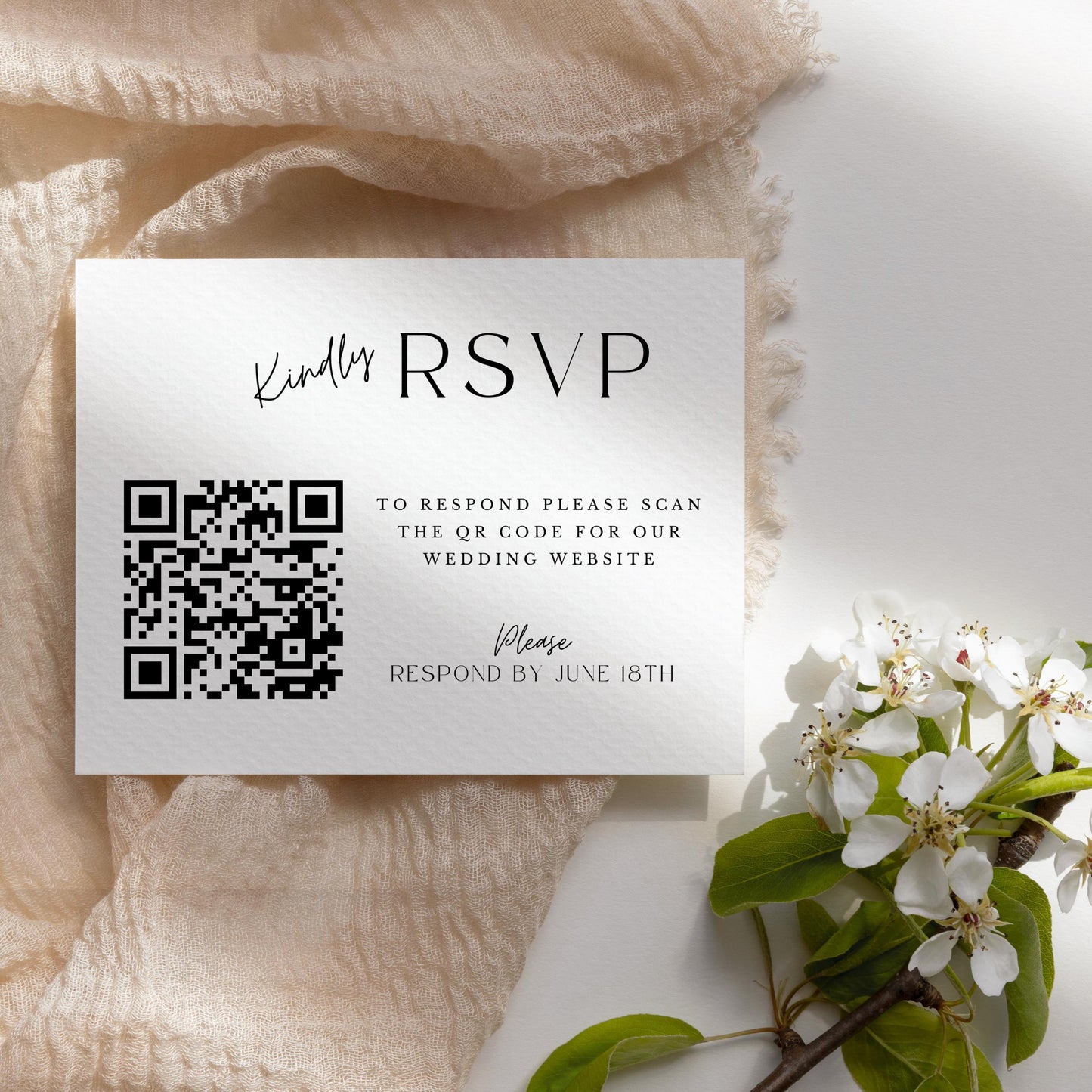 Wedding RSVP With QR Code Wedding RSVP Printable For Minimalist Wedding Guest Reply Slip For Wedding Guest rsvp Printable Card rsvp Jennifer