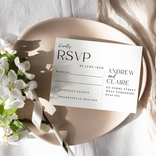 Wedding RSVP Postcard Wedding RSVP Printable For Minimalist Wedding Guest Reply Slip Wedding Guest rsvp Printable Postcard RSVP -Jennifer