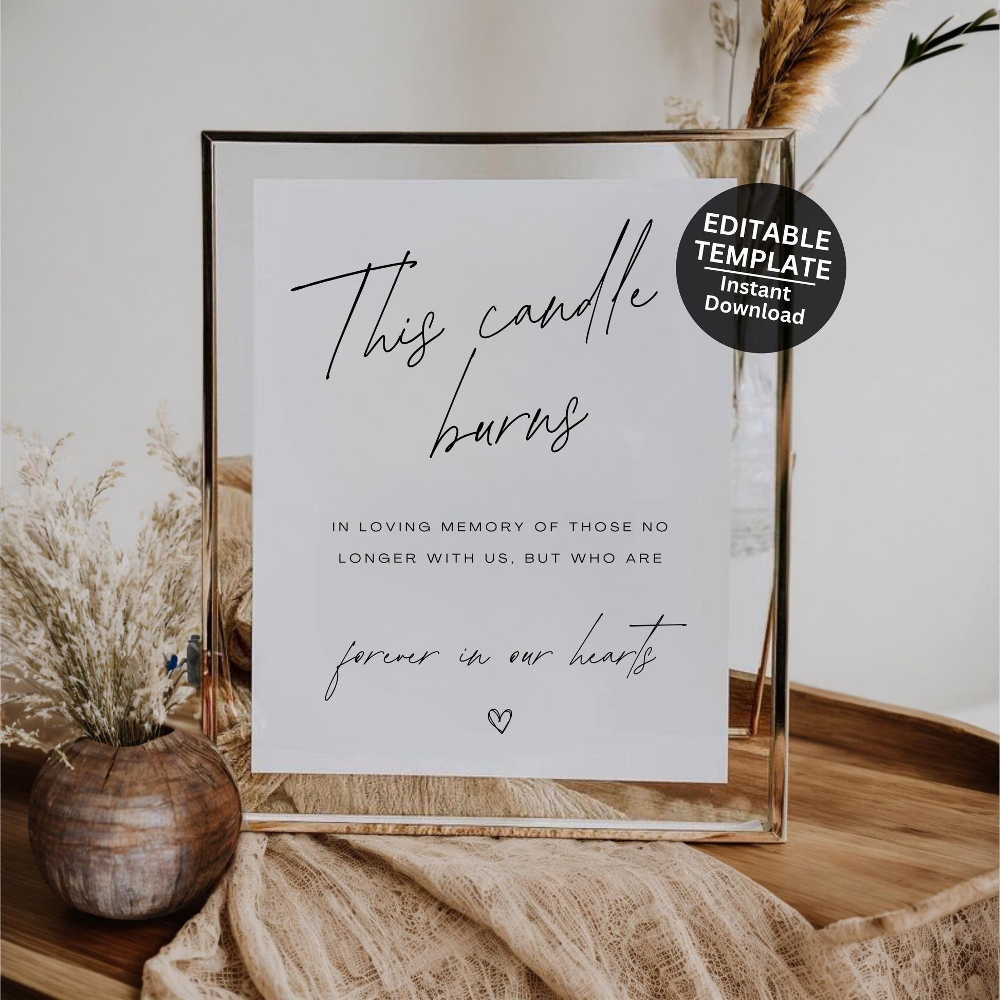 This Candle Burns Wedding Sign Printable Wedding Memorial Sign For Wedding Ceremony In Loving Memory Editable Memorial Table Sign- Seraphina