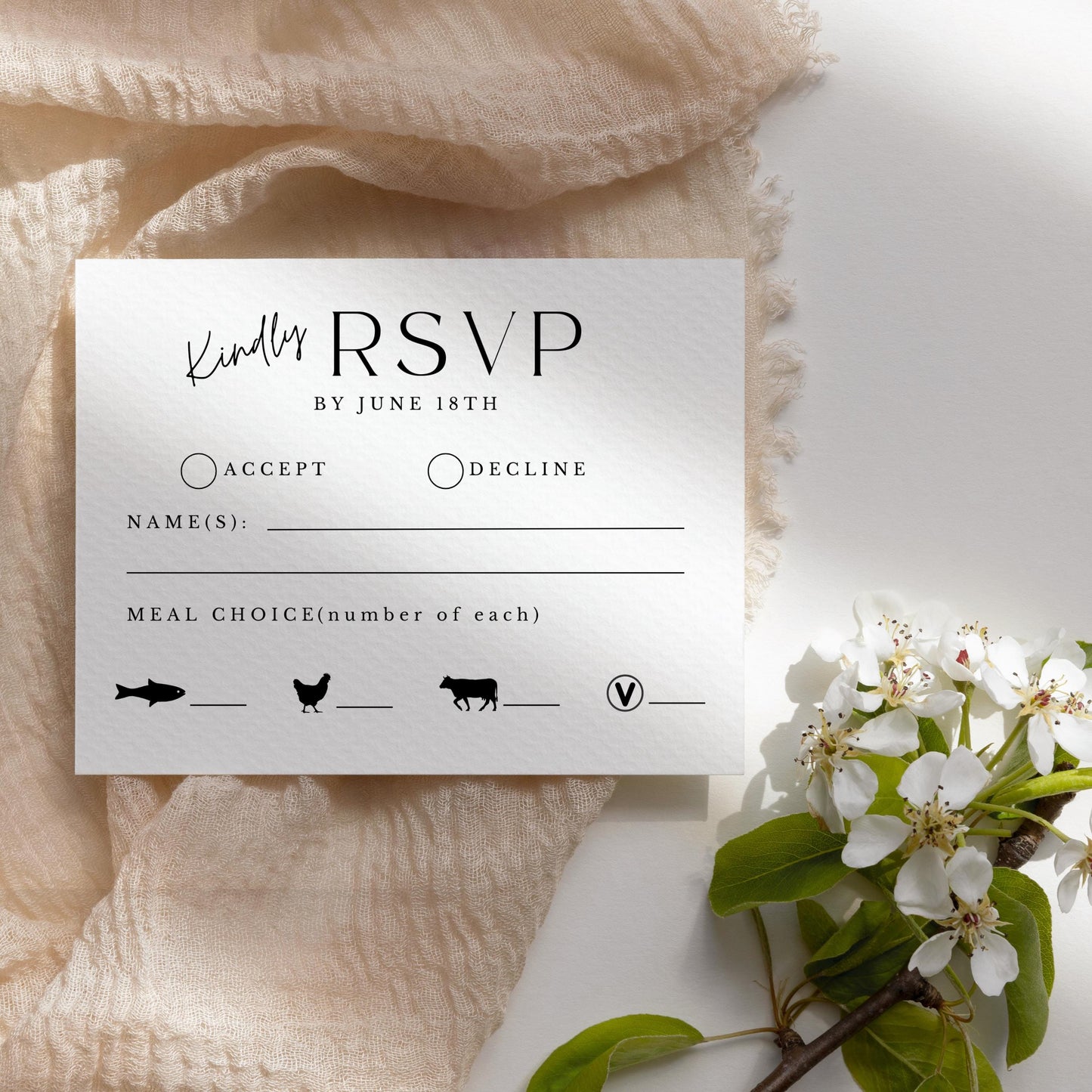 Wedding RSVP Printable Card Minimalist Wedding Reply Slip Editable RSVP for Wedding Guests Digital Invitation Simple Response Card- Jennifer