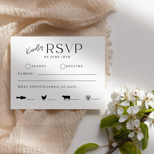 Wedding RSVP Printable Card Minimalist Wedding Reply Slip Editable RSVP for Wedding Guests Digital Invitation Simple Response Card- Jennifer