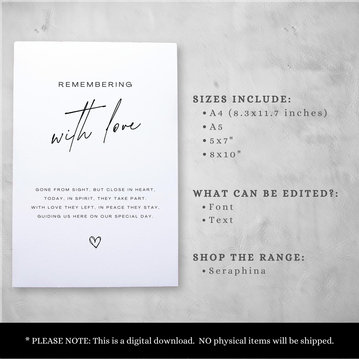 In Loving Memory Wedding Sign Printable Template