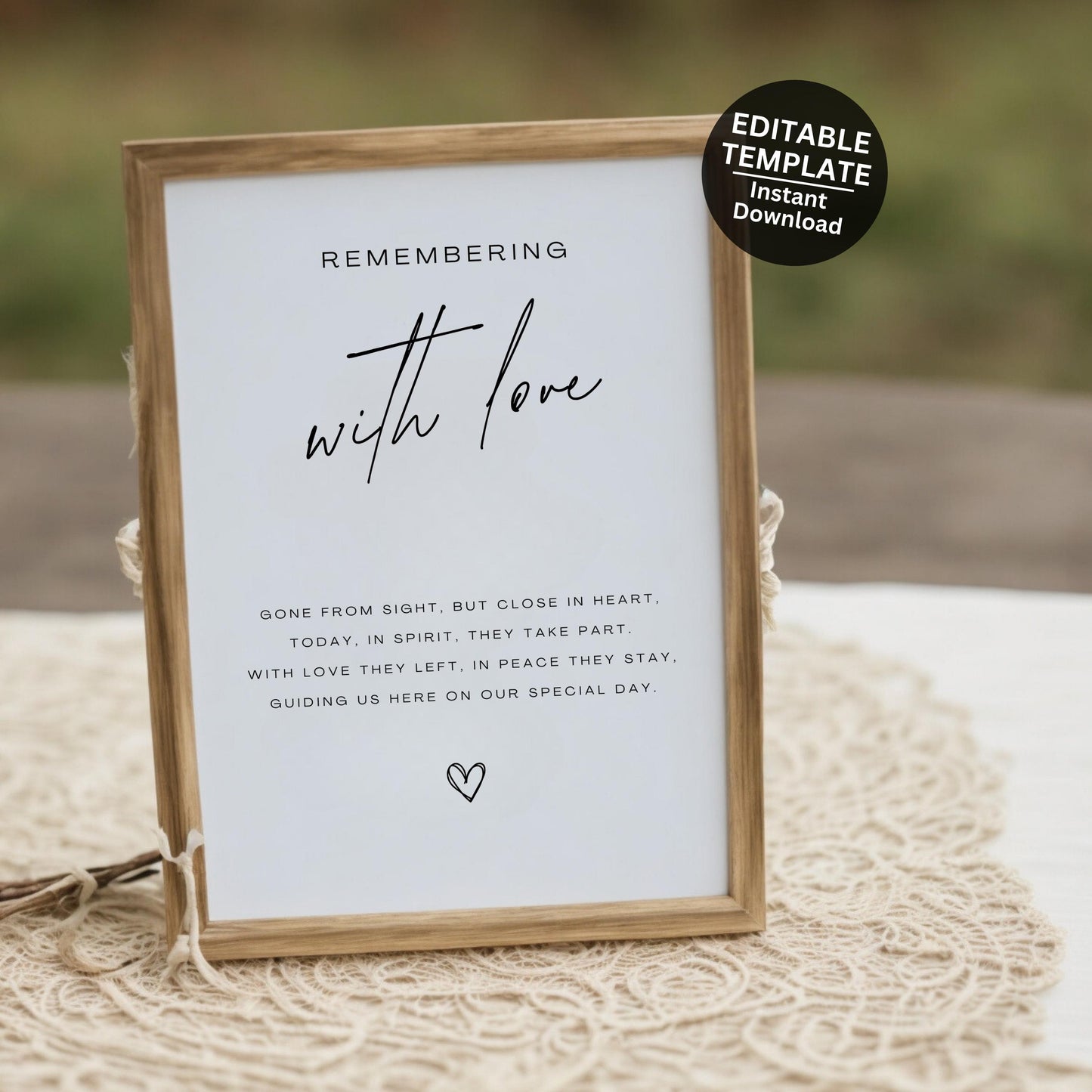 In Loving Memory Wedding Sign Printable Template