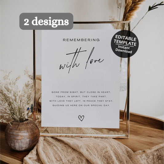 In Loving Memory Wedding Sign Printable Template