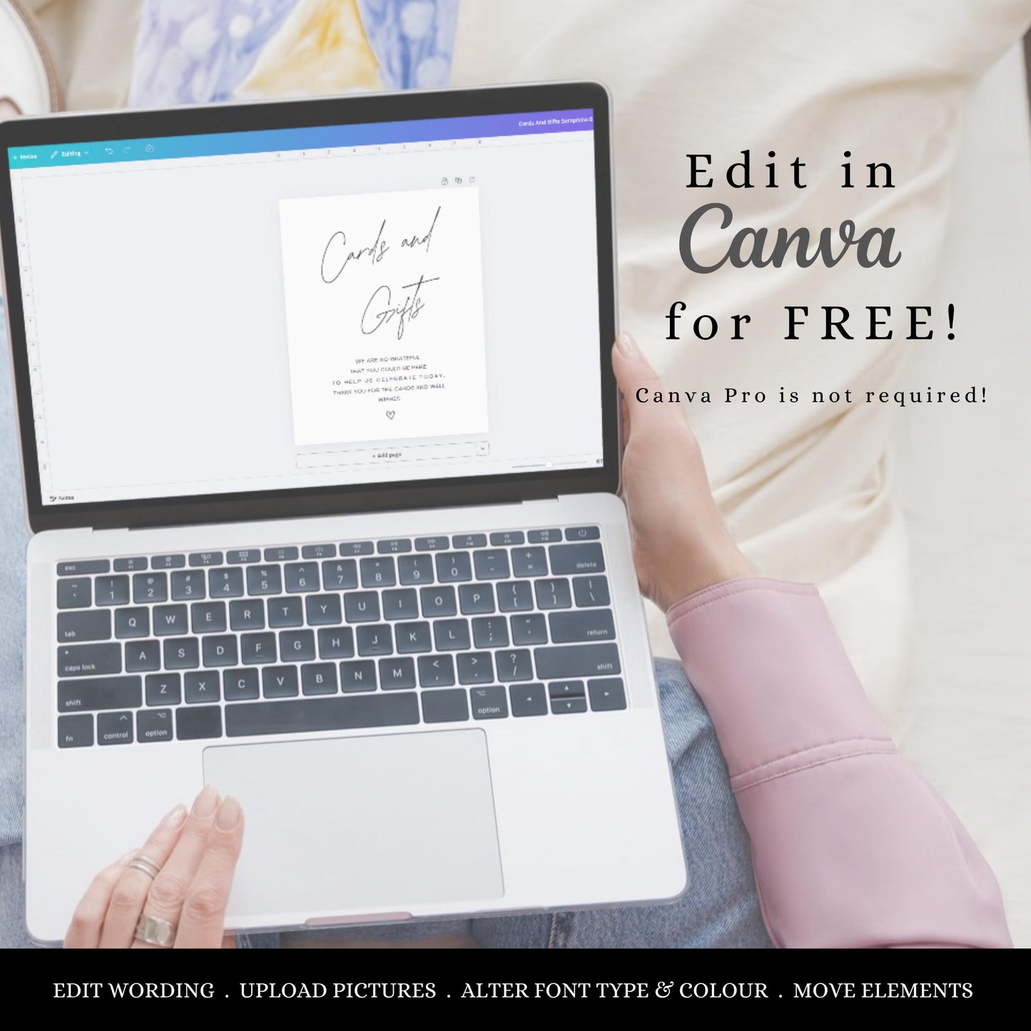 Wedding Cards & Gifts Sign Printable – Modern Minimalist Editable Template (Canva)