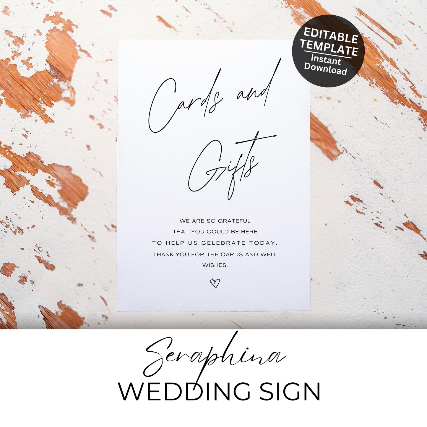 Wedding Cards & Gifts Sign Printable – Modern Minimalist Editable Template (Canva)