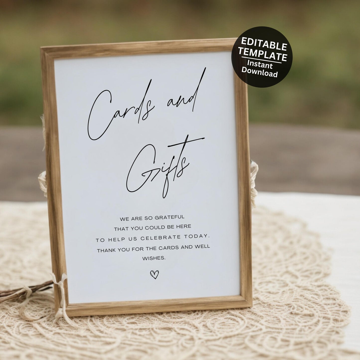 Wedding Cards & Gifts Sign Printable – Modern Minimalist Editable Template (Canva)