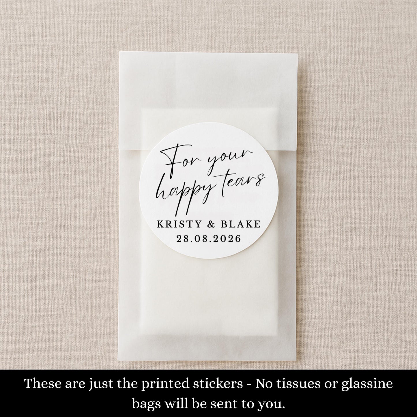 Happy Tears Tissue Stickers Wedding Tissue Stickers Personalised Wedding Tissue Stickers For Your Happy Tears Wedding Stickers- Samantha