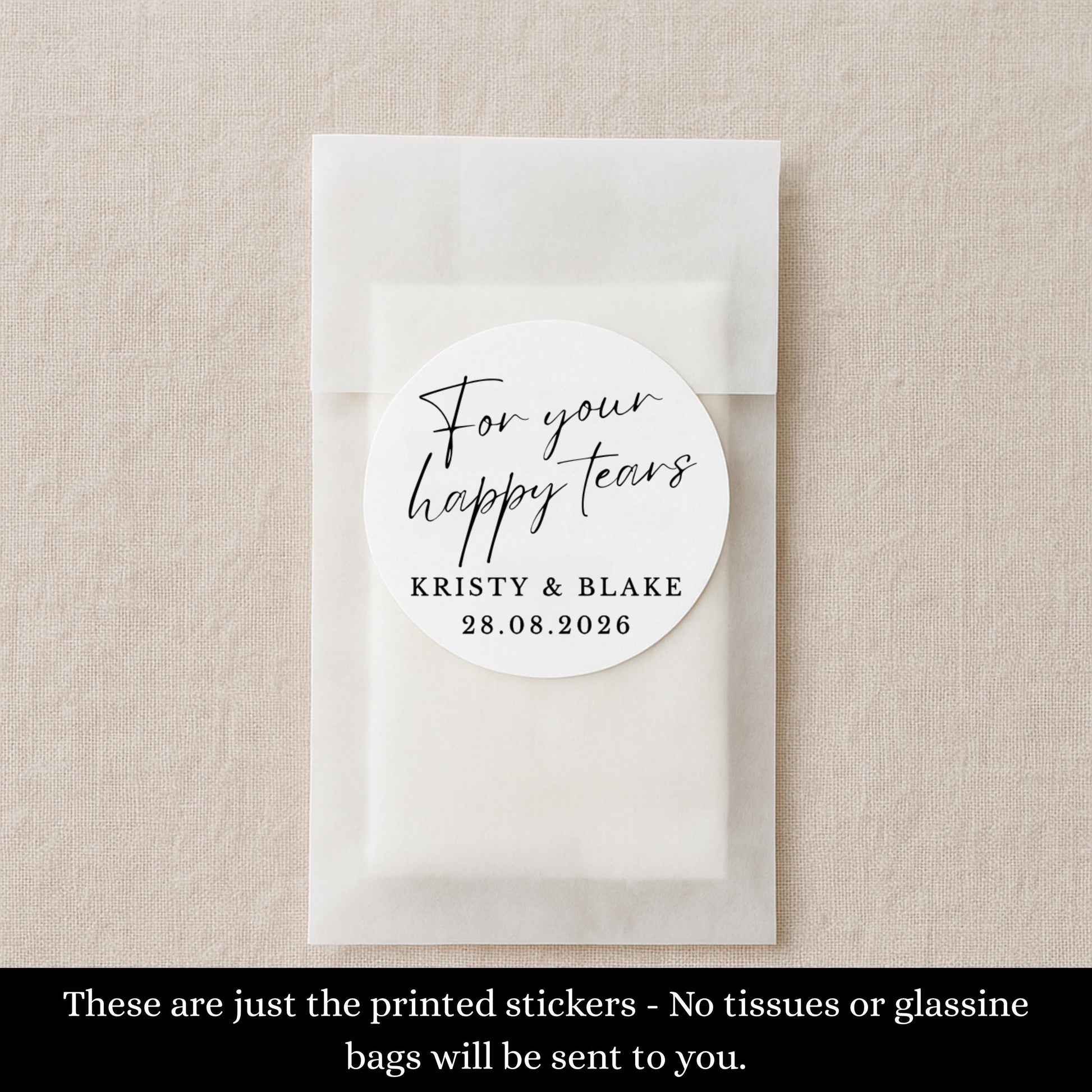 Happy Tears Tissue Stickers Wedding Tissue Stickers Personalised Wedding Tissue Stickers For Your Happy Tears Wedding Stickers- Samantha