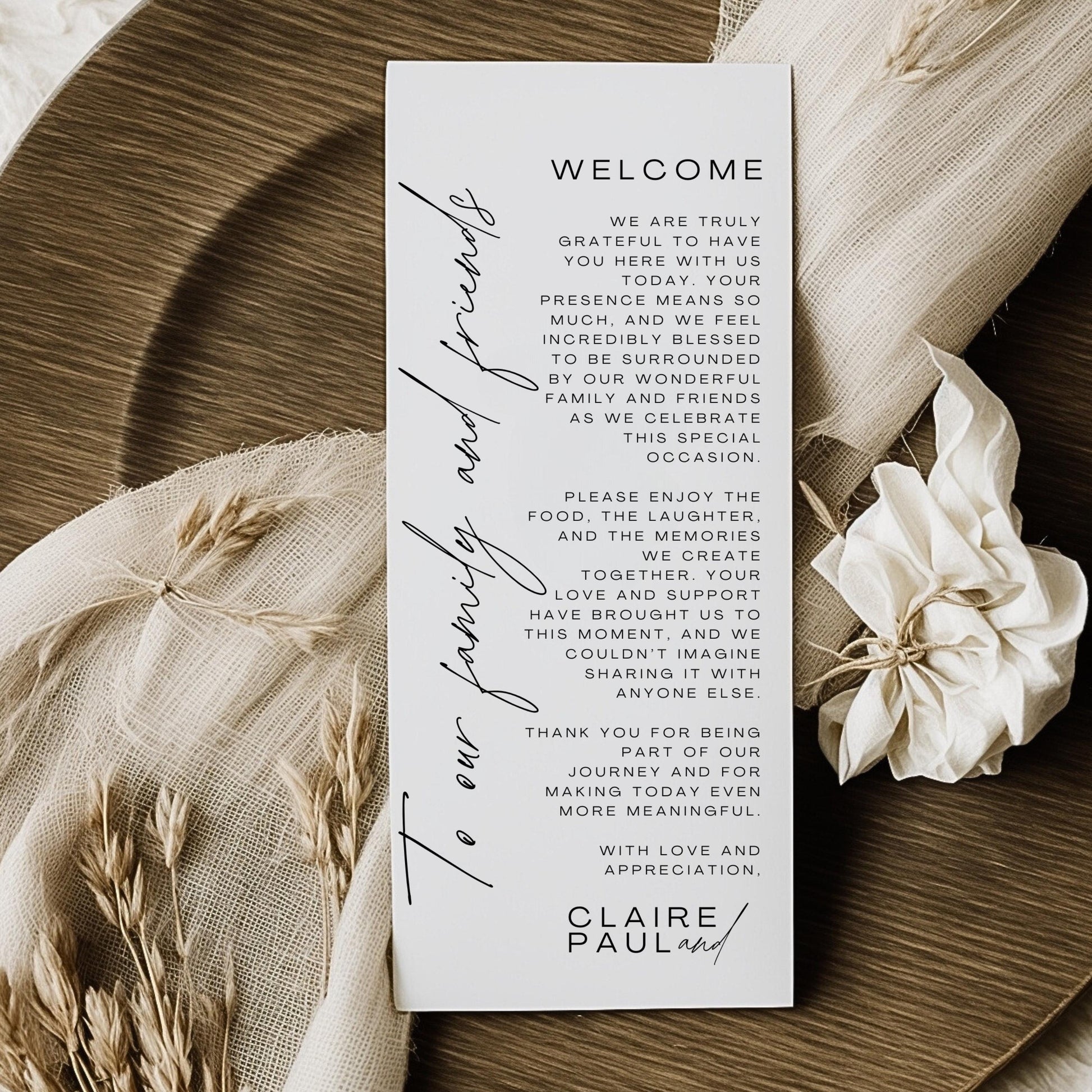 Minimalist Thank You Place Card Thank You Napkin Note Printable Thank You Place Setting Thank You Editable Wedding Table Card - Seraphina